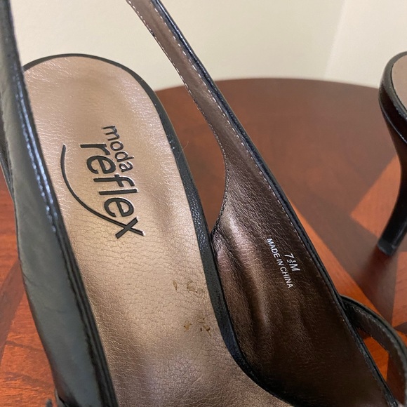 SLINGBACK LEATHER HEELS 2 INCH (NWOT) - Picture 3 of 4